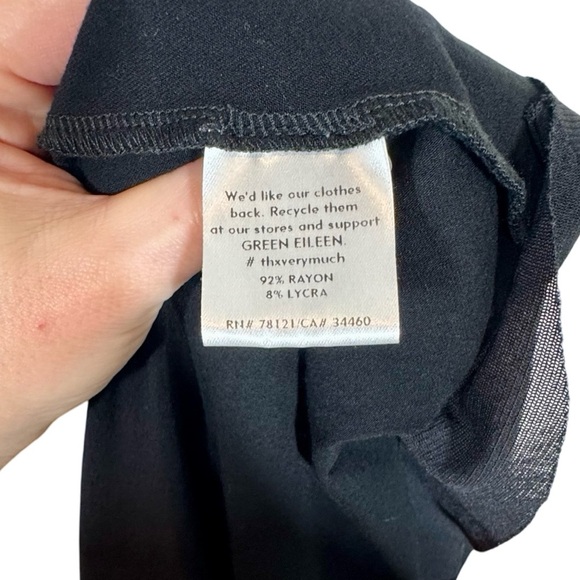 Eileen Fisher Asymmetrical Mesh Handkerchief Hem Sleeveless Jersey Dress - Picture 8 of 9